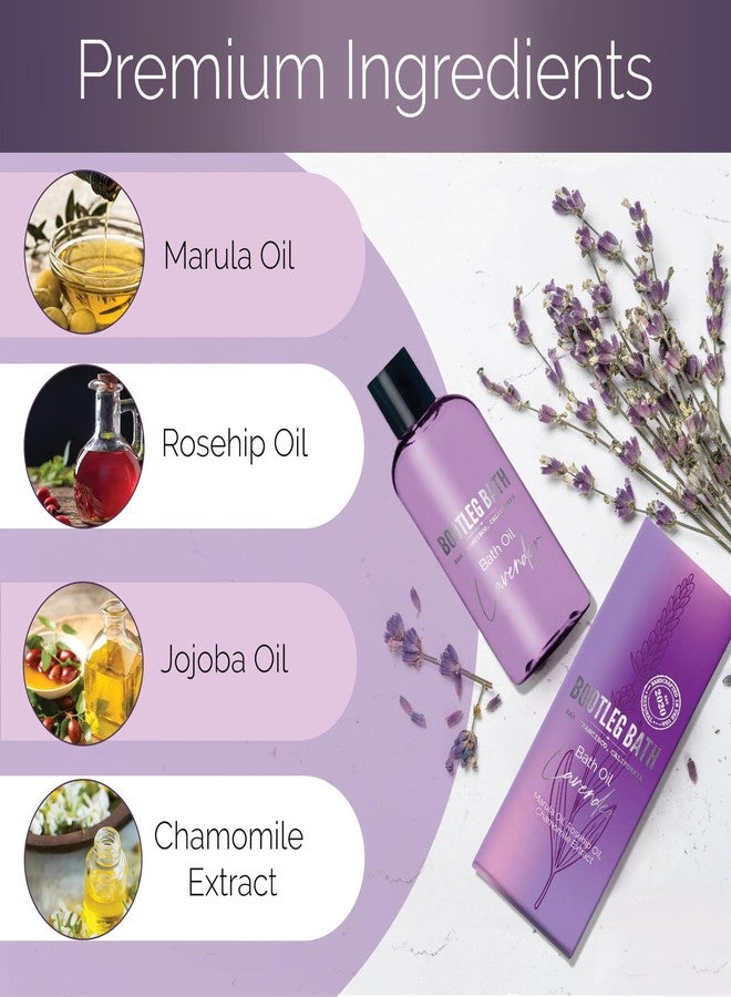 BOOTLEG BATH - Lavender Bath Oil with Marula, Rosehip, and Jojoba Oils, Chamomile Extract, and 100% Pure Natural Essential Oil, Great Stocking Stuffer or Gift, 4oz, for Men and Women, Made in USA - Image 2
